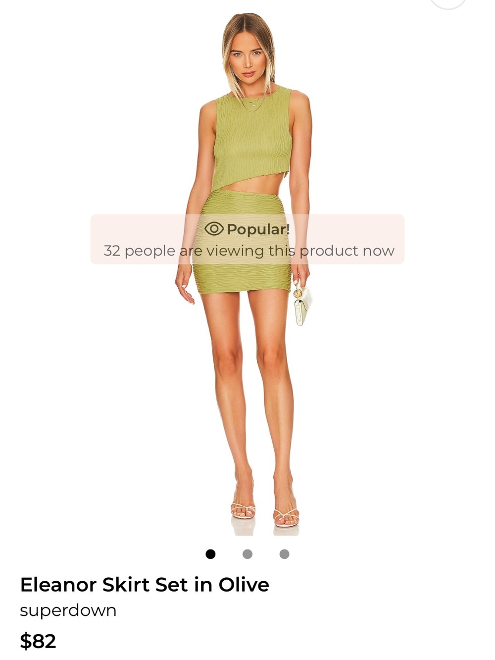 superdown Olive Ribbed Cutout Top & Mini Skirt Set
